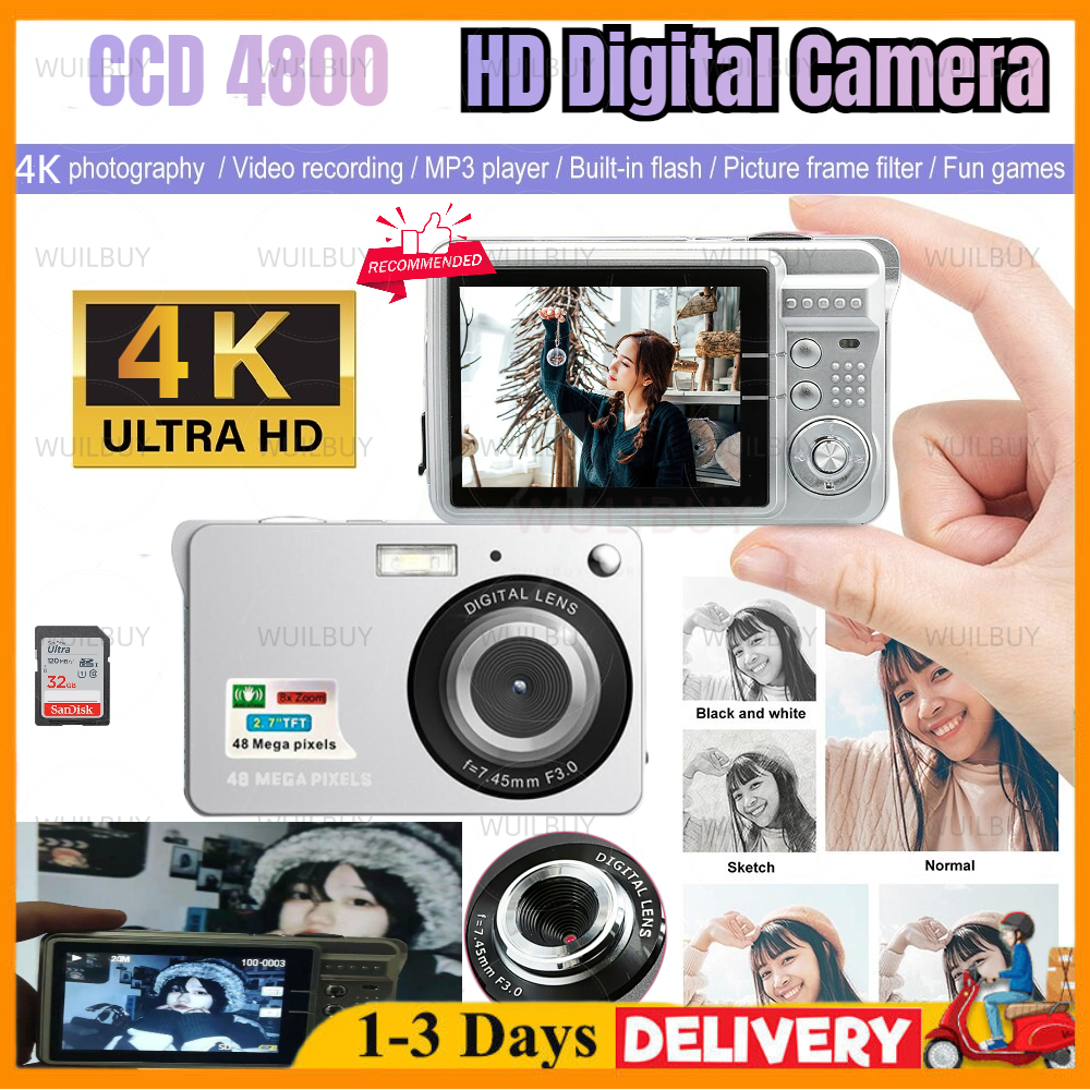 TOP1 Digital Camera CCD48 1080P HD Video Camcorder 48MP Photo 8X Zoom Anti-shake 2.7 Inch Large TFT Screen USB Charge