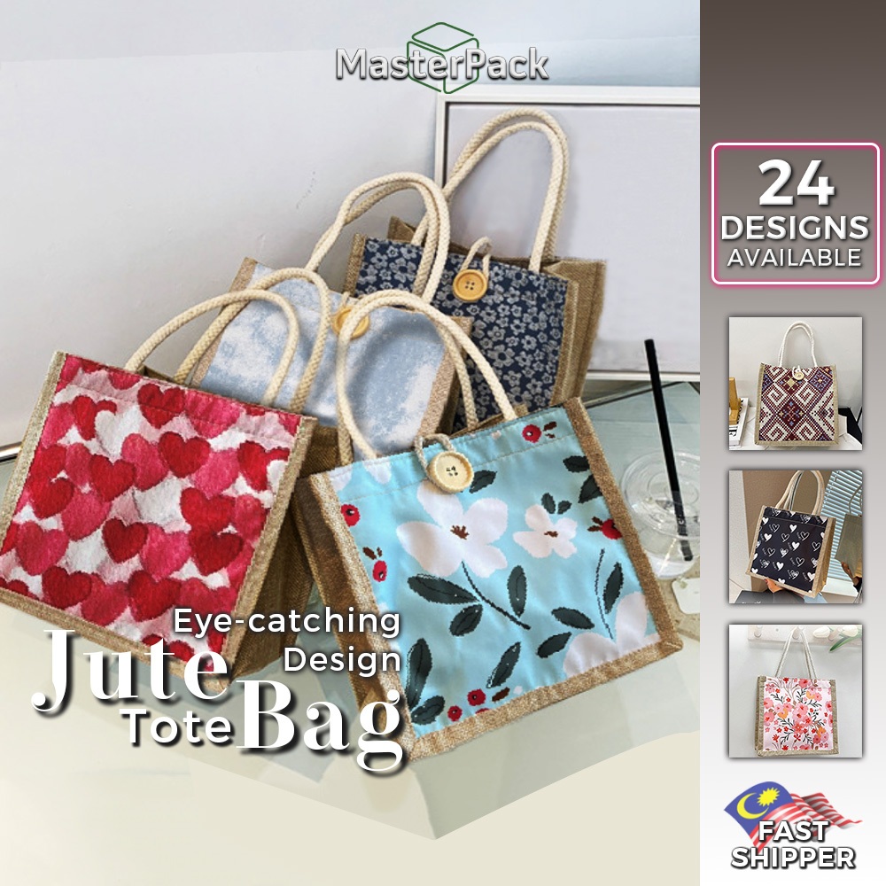 Tote Bag Eye-catching Design Jute Bags Patterned Design Cute Shopping Bag Event Gifts Canvas Bag Beg Telekung Murah