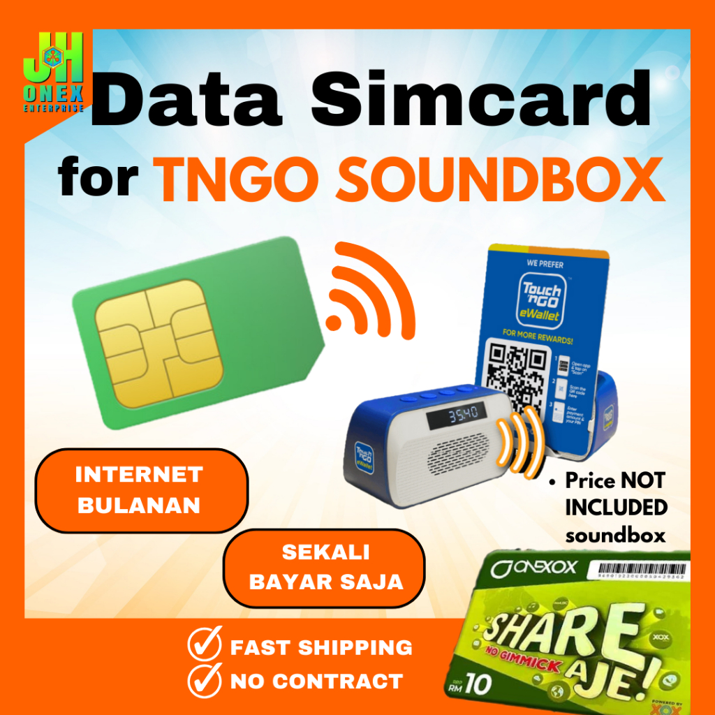 Touch 'n Go eWallet Soundbox ONEXOX Nano Sim Card for Touch n Go Ewallet Soundbox