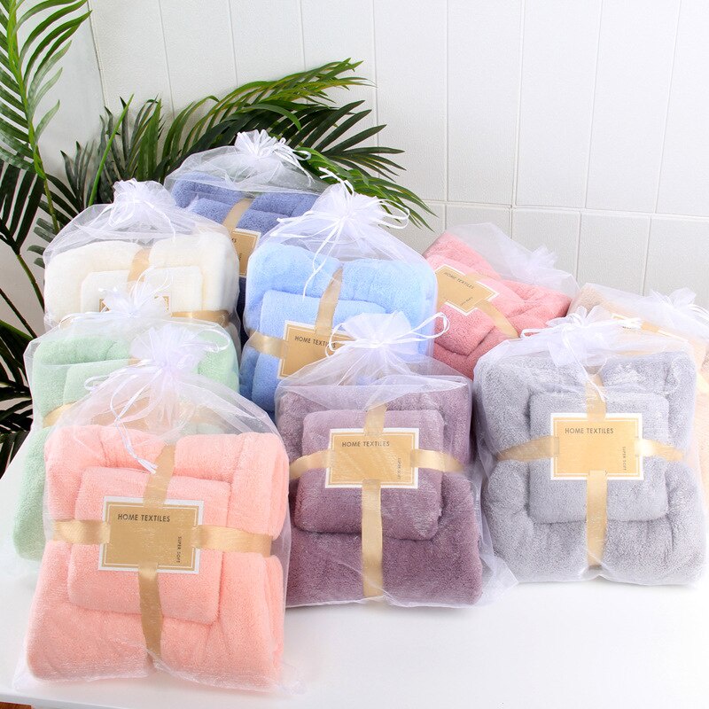 Towel 2in1 Luxury Super Large Towel Set High Absorbent Soft Bath Towel + Face Towels Tuala 2 in 1 毛巾2件套