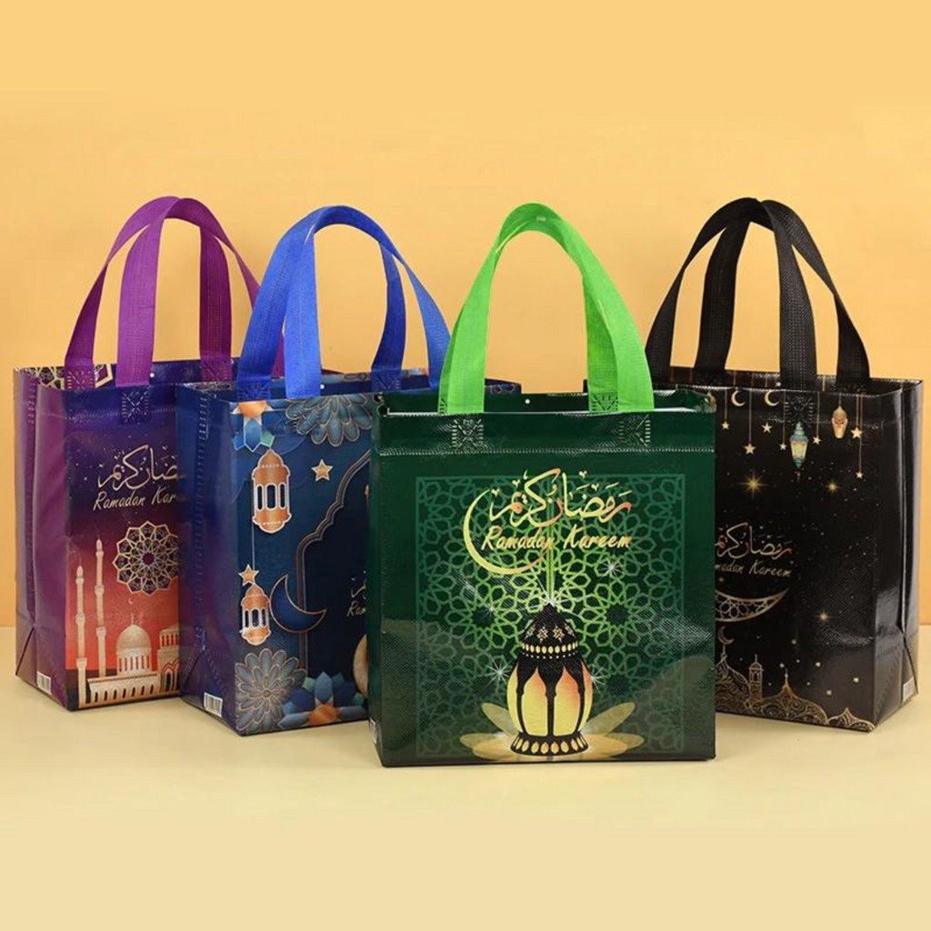 TOYSSAFARI Ramadan Gift Bags Non Woven Packaging Bag Box Hari Raya Eid Mubarak Muslim Islamic Festival Party Supplies