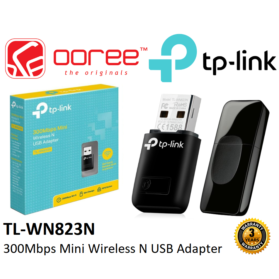 TP-LINK TL-WN821N / TL-WN823N 300MBPS WIRELESS N USB ADAPTER WITH WPS BUTTON, SUPPORT WINDOWS AND LINUX