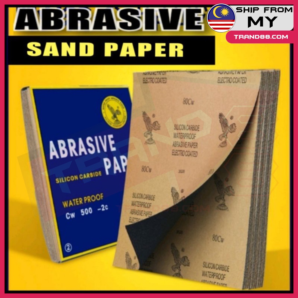 Trand88 Sand Paper Waterproof Wet Dry Abbrasive Sandpaper Abrasive Kertas Pasir Alat Ukiran Seni Ukir Kayu Kerja Besi