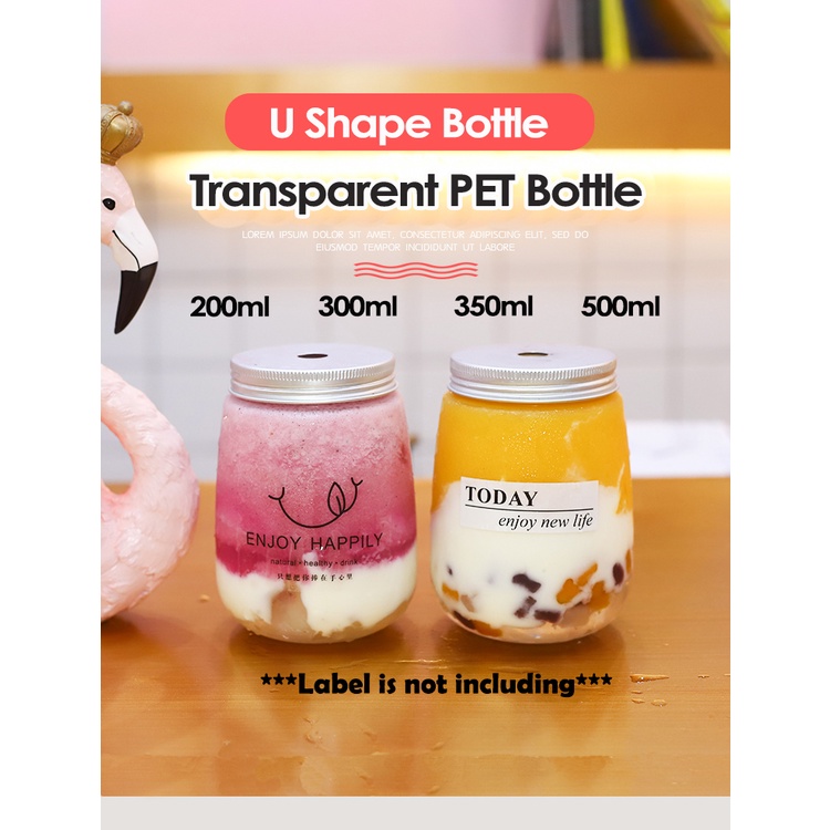 Transparent Bottle Plastic U SHAPE Drink Bottle Disposable Net Red Drink PET Plastic Milk Tea Enzyme Cup