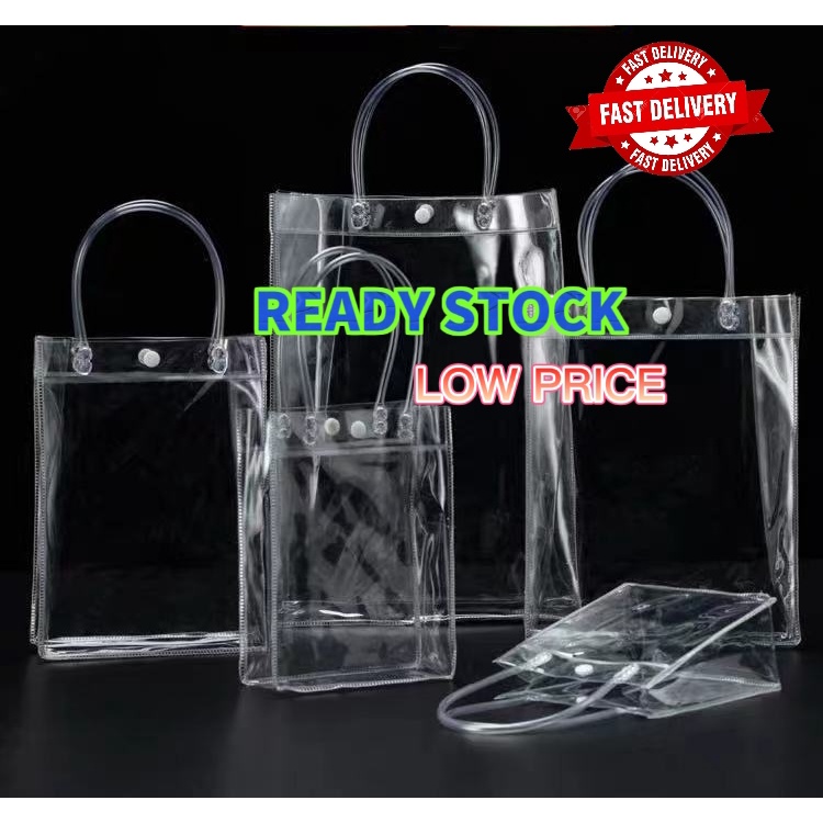 Transparent Fancy Shopping Bag/Clear PVC Tote Bag/Cosmetic Bag/Gift Bag/Goodies Bag/Travel Accessories/Packaging