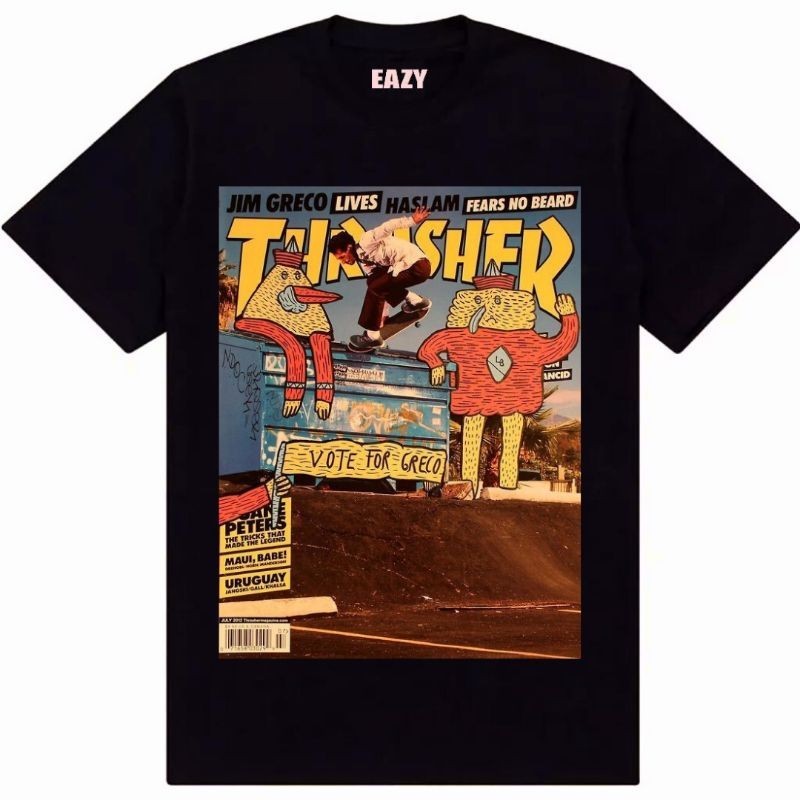 TRASHER New!!! Magazine T-shirt Merchandise skateboarding Vote To Greco