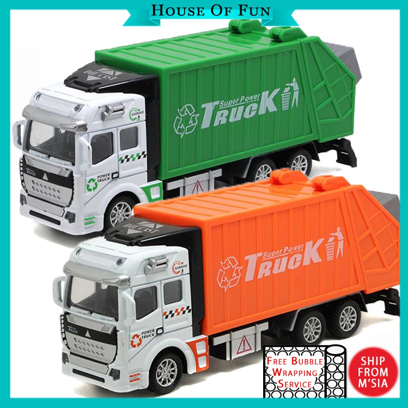 Truck Toys Lori Mainan Lorry Toys Garbage Truck Toys for Boys Construction Toy Vehicle Alloy Pull Back Car Toys