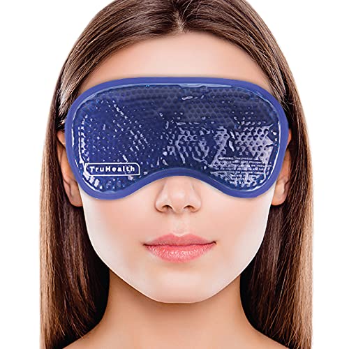 TruHealth Gel Bead Hot and Cold Eye Masks - FSA HSA Approved Reusable Gel Bead Ice Pack Provides Ice and Heat Pain Relief for Head, Puffy Eyes, Beauty, Relaxing, and Sleep (Navy Blue)