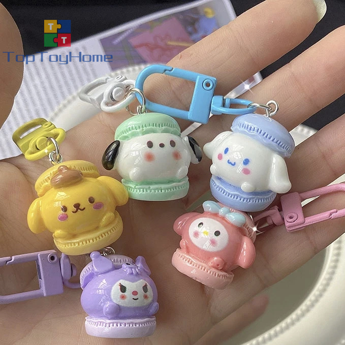 TTH Cute Cartoon Sanrio Melody Kuromi Macaron Color Keychain Pacha Dog Cinnamon Dog Girlfriend Gift Internet Celebrity Ins Pendant