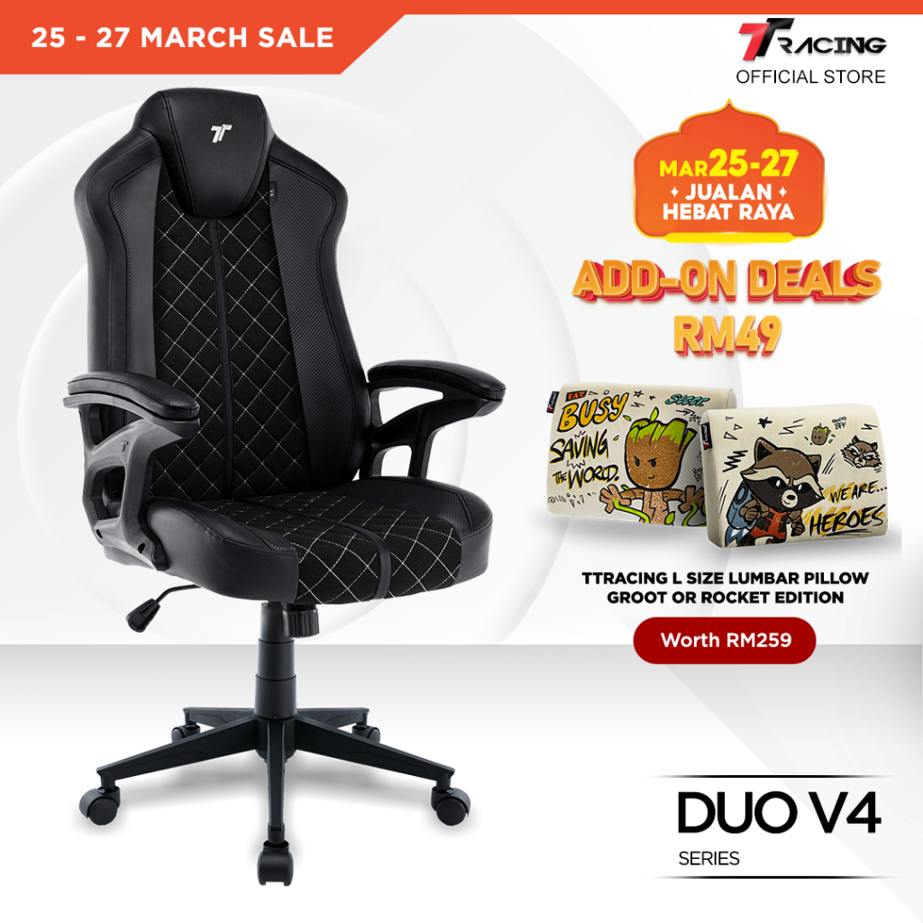 TTRacing Duo V3 Duo V4 Pro Gaming Chair Ergonomic Office Chair Kerusi Gaming Seat - 2 Years Official Warranty