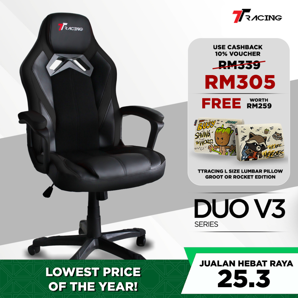 TTRacing Duo V3 Duo V4 Pro Gaming Chair Office Chair Kerusi Gaming - 2 Years Official Warranty