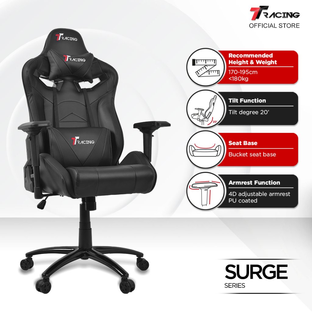 TTRacing Surge Gaming Chair Office Chair Ergonomic Chair Kerusi Gaming Seat - 2 Years Official Warranty