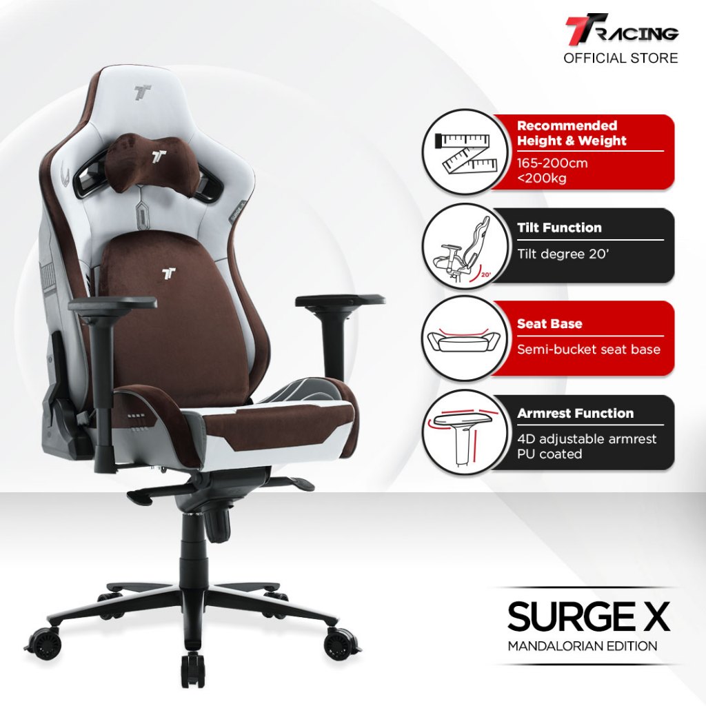 TTRacing Surge X Mandalorian Edition Gaming Chair Office Chair Ergonomic Chair Kerusi Gaming - 2 Years Official Warranty