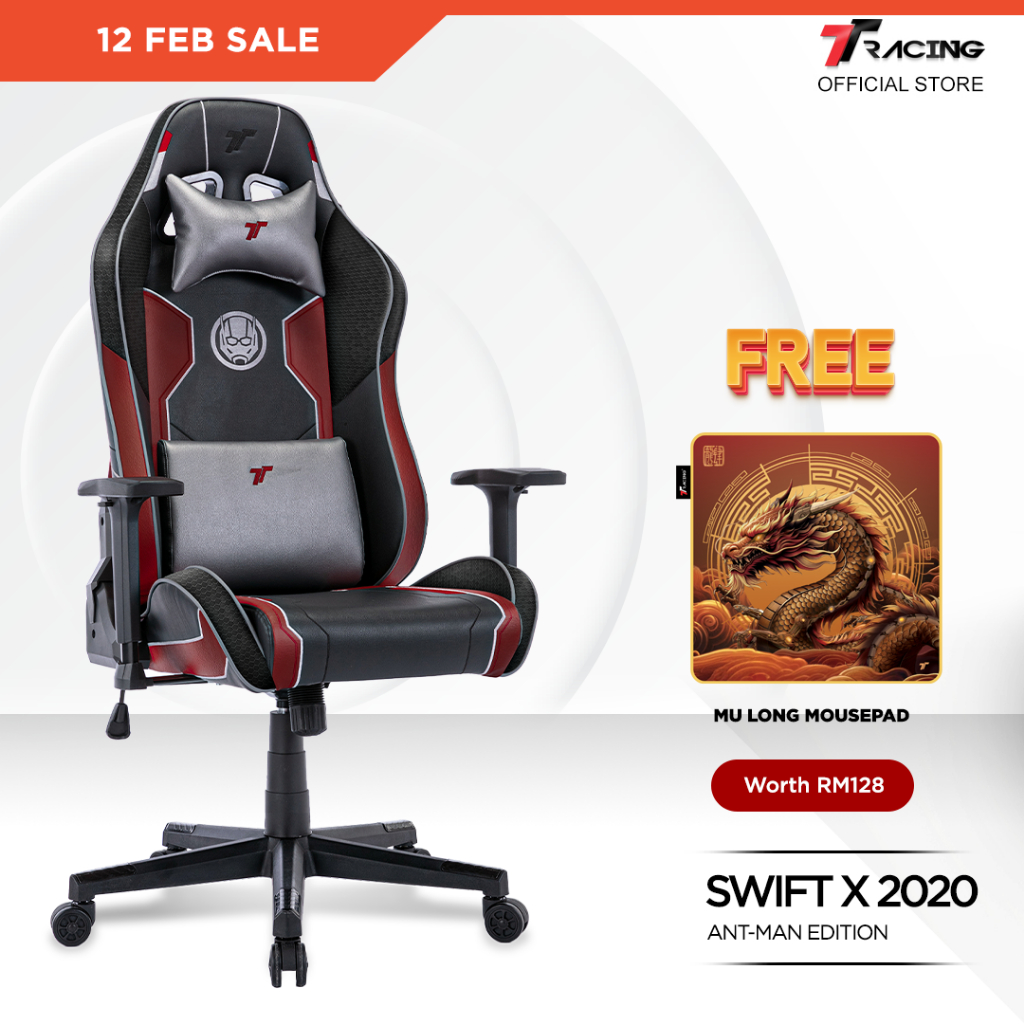 TTRacing Swift X 2020 Ant-Man Edition Gaming Chair Ergonomic Office Chair Kerusi Gaming - 2 Years Official Warranty