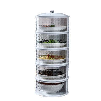 Tudung Saji Moden Viral Plastic 5 Tier Food Cover Transparent Push Door Stackable Insulated Warmer Dust Proof