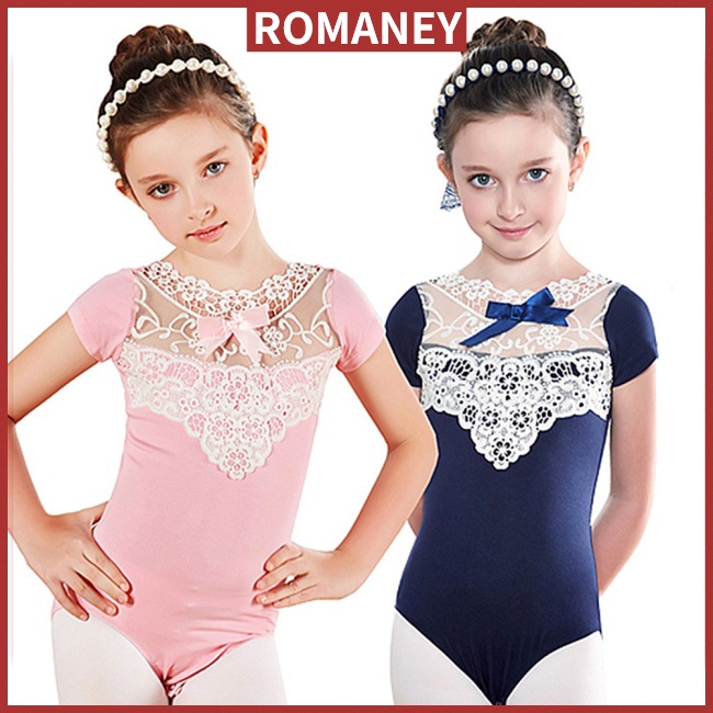 TU Girls Short Sleeves One-piece Leotard Dance Practice Outfits Gymnastics Performance Clothes