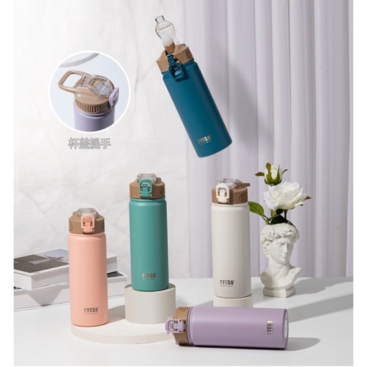 Tyeso Original 750ml Custom Nama Tumbler SUS304 Tumbler Bottle With Straw Thumbler Thermos Flask Water Bottle Botol Air