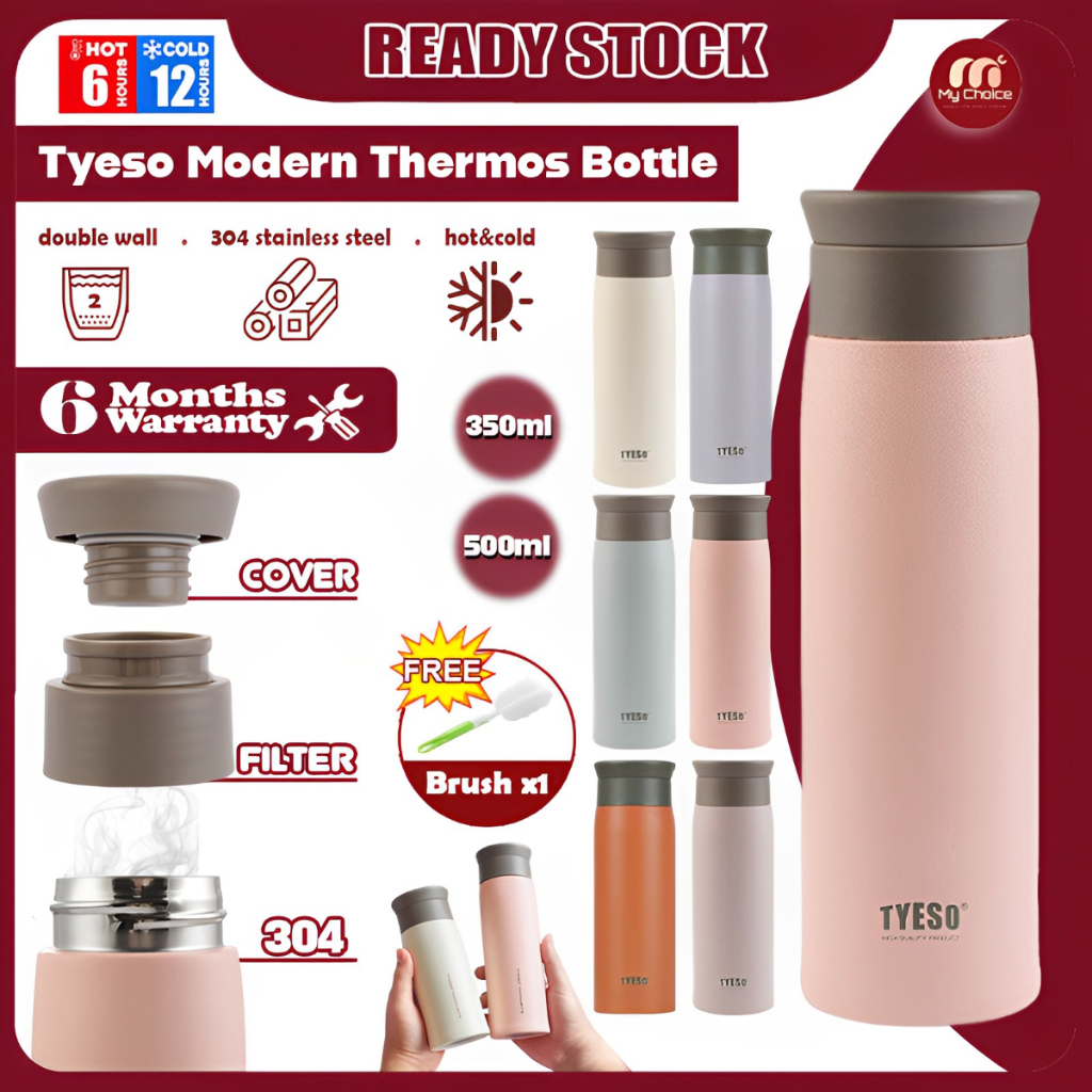 Tyeso Tumbler Japanese Style Thermos Bottle 350/500ml Portable 304 Stainless Steel Flask Water Bottle Botol Air 保温瓶保温杯