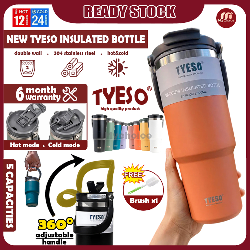 Tyeso Tumbler With Handle 600/750/900/1050/1200ml 304 Stainless Steel Insulated Thermos Flask Water Bottle Botol Air 保温瓶