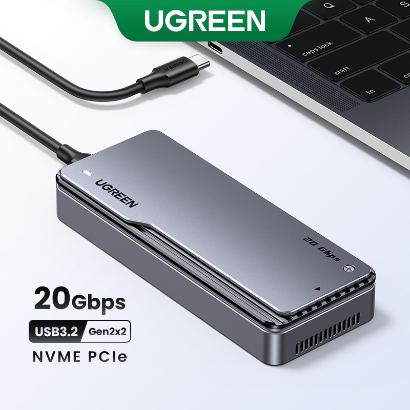 UGREEN 20Gbps NVMe SSD Case SSD Enclosure M.2 to USB3.2 Gen2x2 SSD Adapter for M.2 NVME PCIE Built-in Cooling Vest Aluminum Case