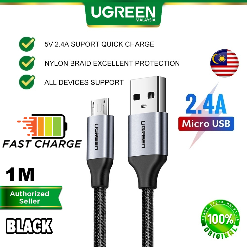 UGREEN Micro USB 2.0 To USB A Cable 18W 2.4A Qualcomm QC 3.0 Quick Charge Fast Charging 480 Mbps Smartphone Android