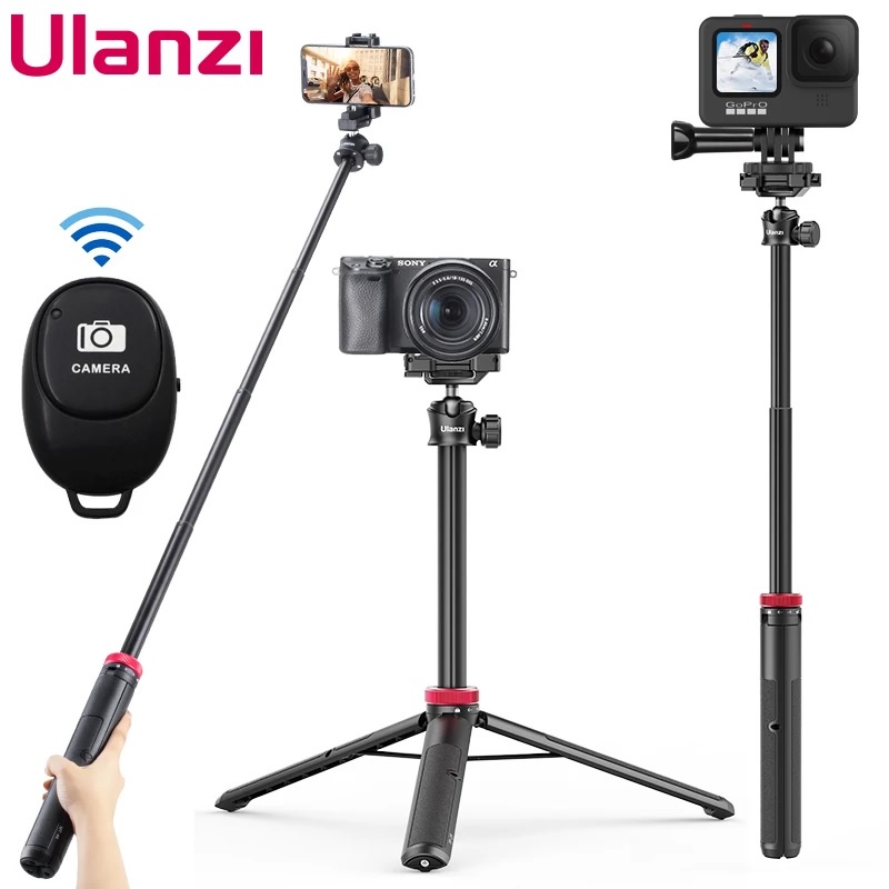 ULANZI MT-44 Extendable Tripod Selfie Stick Phone Holder Clip Vlog Mount for Smartphone DSLR Camera