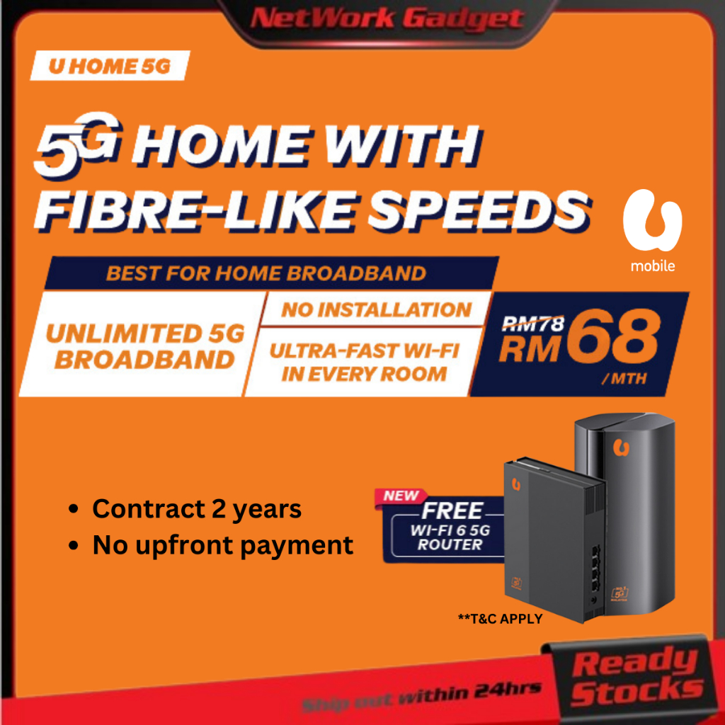 [UMOBILE NEW BROADBAND PLAN] U HOME 5G SIM/ SIM+ROUTER PLAN WITH UNLIMITED 5G/4G HIGH-SPEED DATA