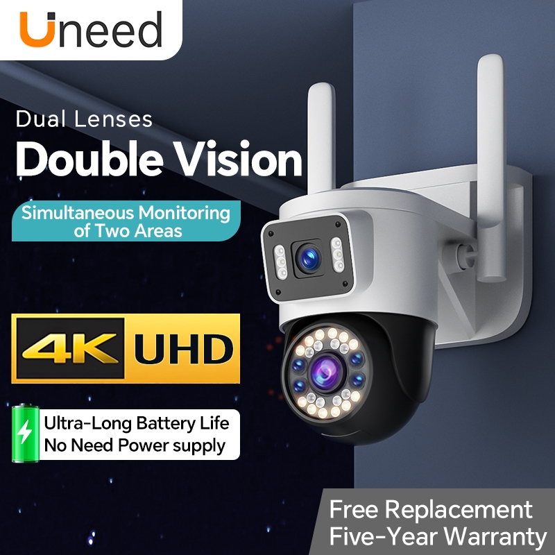 Uneed- Outdoor IP CCTV Wireless WiFi Camera 360 Surveillance 4K FHD Security Cam-Waterproof IR Night Vision 2 Way Audio