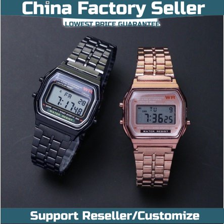 Unisex Watch Gold Silver Black Vintage LED Digital Sports Military Watches