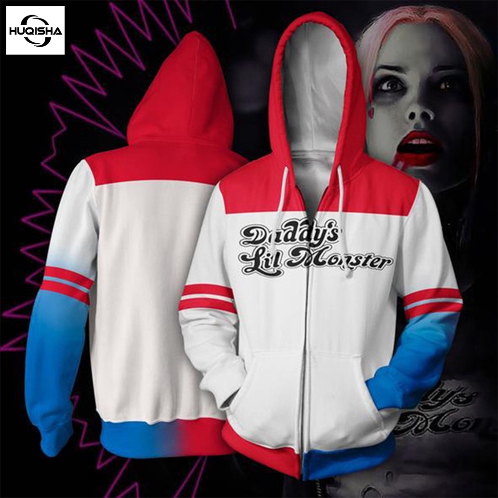 Unisex Autumn Hip hop 3D Hoodies Sweatshirts Suicide Squad Ugly Girl Cosplay Academy Style Funny Cosplay Zipper Jacket