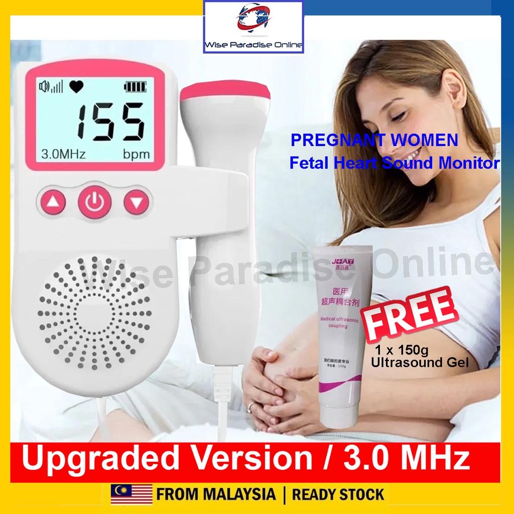 (Upgraded 3.0MHz) Fetal Doppler Heart Detector Monitor Pregnant Women Home Fetal Rate Detector Degupan Bayi (FETAL)