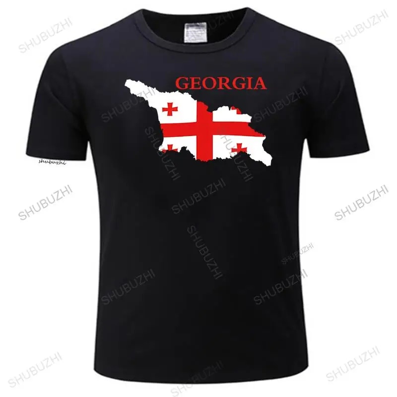 Urban Georgia Flag Map T Shirt Men Short Sleeved Printed Georgian Patriotic Tee O-neck Loose Fit Cotton T-shirt Merchandise