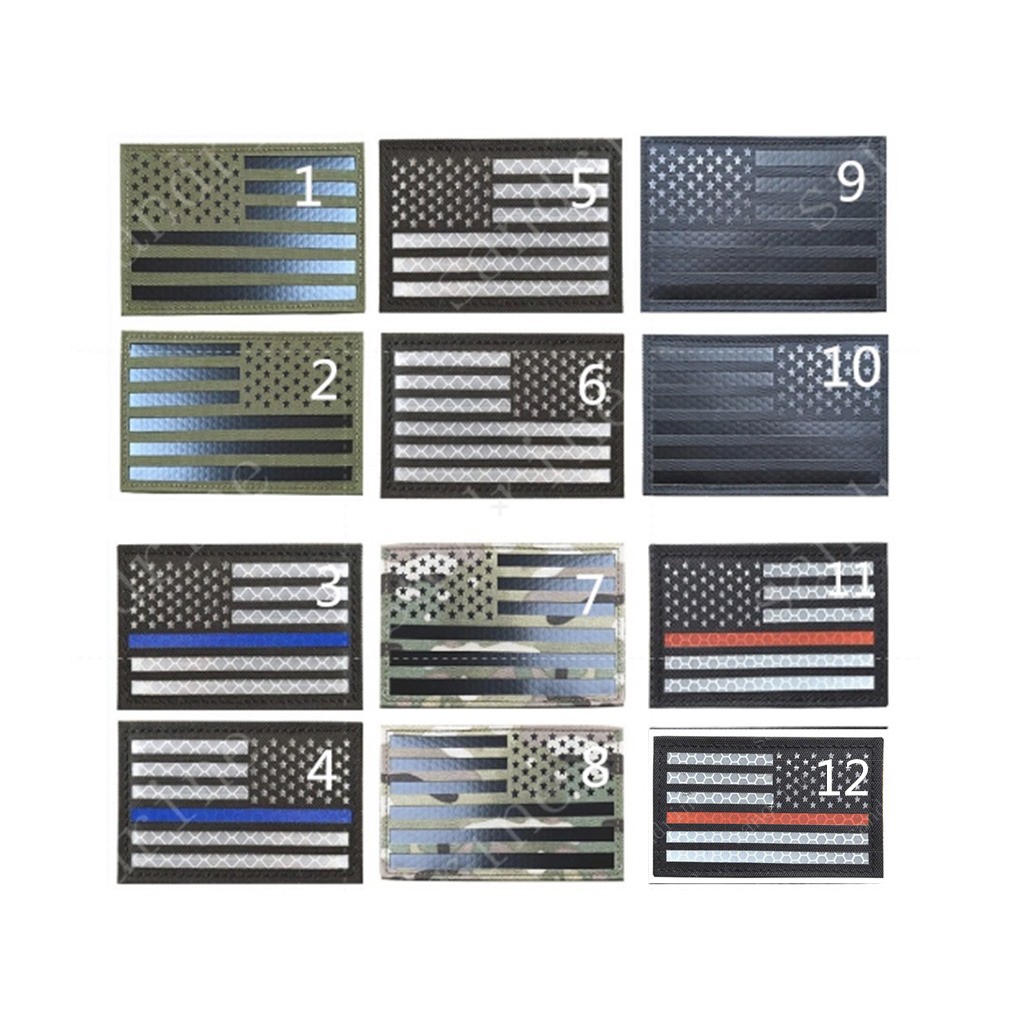 US Flag IR Reflective Military Morale Velcro Patches Tactical Combat Emblem Appliques