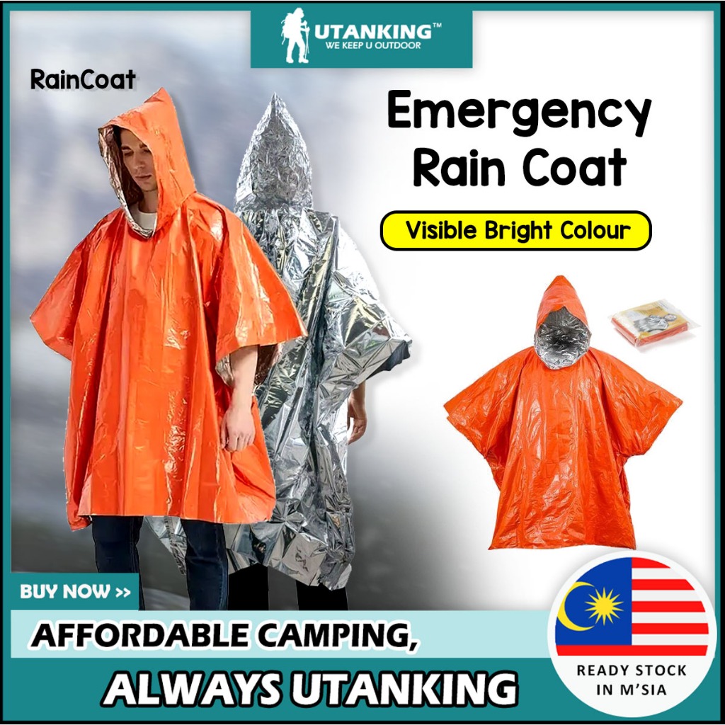 UtanKing™ Emergency Rain Coat Outdoor Survival Sleeping Bag Hiking Camping Thermal Blanket Rescue Beg Tidur Kecemasan