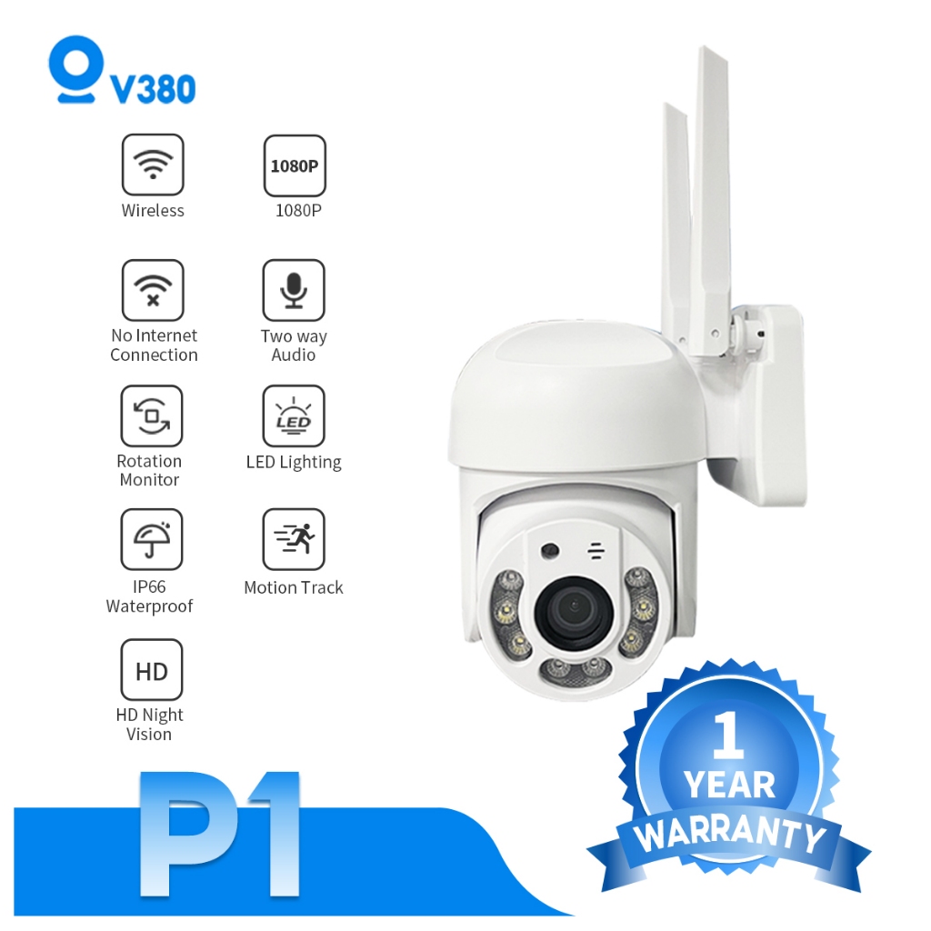 V380 Pro P1 HD 1080P CCTV Camera Outdoor Wireless Camera Waterproof Night Vision Video Security Alarm Cloud CAM