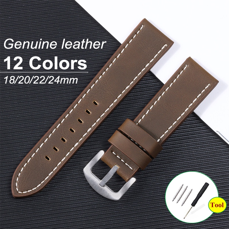Vintage Genuine Leather Watch Strap Genuine Leather Watchband Bracelet Replacement 18mm 20mm 22mm 24mm Cowhide Leather Watch Band Multi Colors Watch Accessories