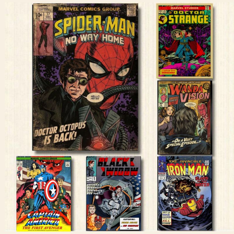 Vintage Marvel Comics Movie Series Wall Poster Decor Sticker A4 Merchandise