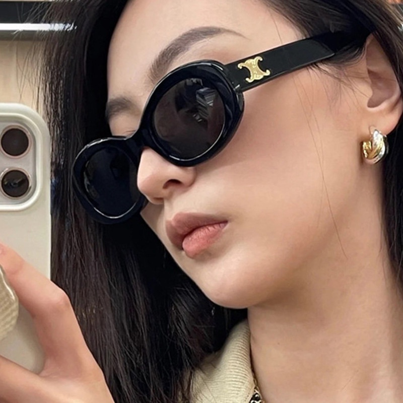 Vintage Round Sunglasses Women Luxury Brand Designer Sunglasses Women High Quality Oval Glasses with Logo Triumphal Arc