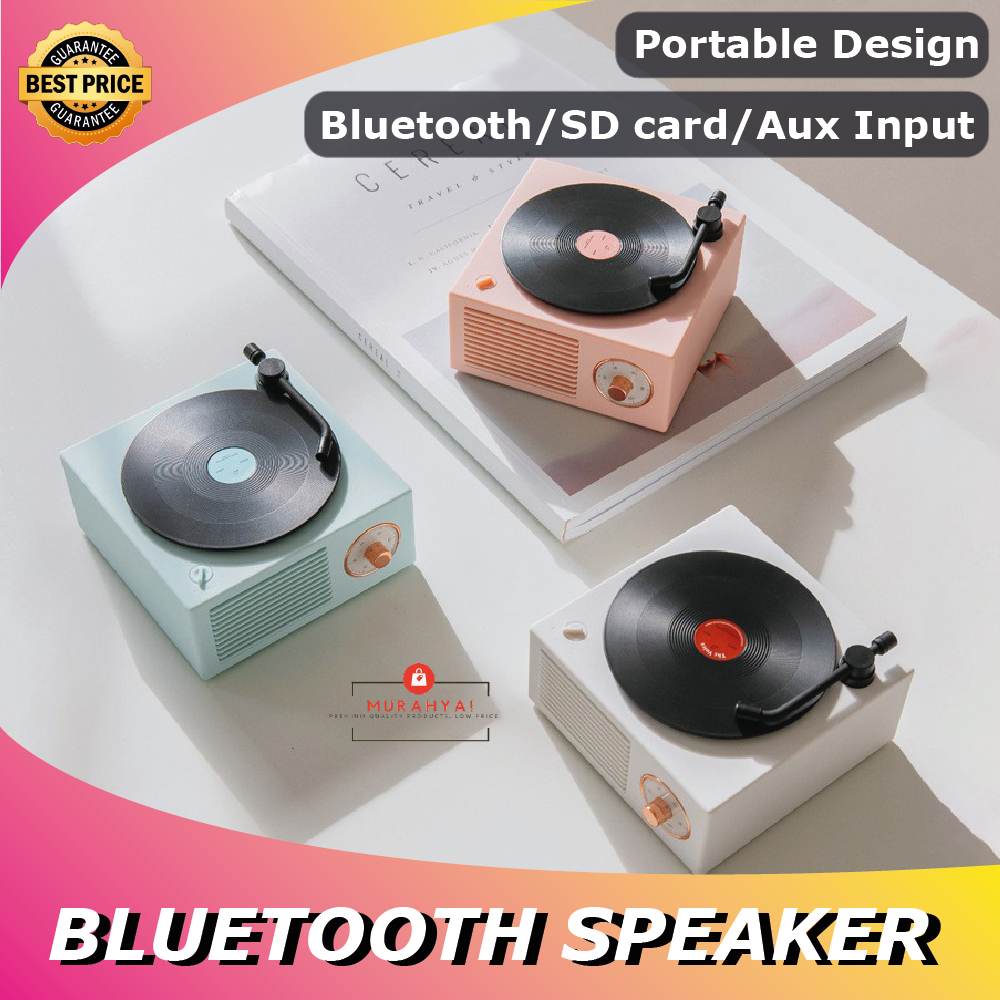 Vinyl Record Player Bluetooth Wireless Speaker Portable Mini Audio Speaker Vintage Retro Bluetooth Home Speaker