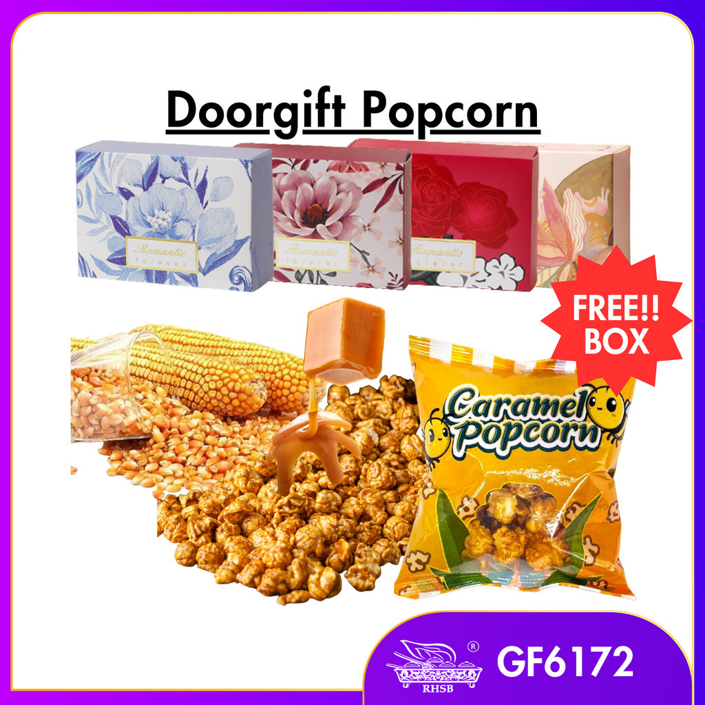 VIRAL DOORGIFT POPCORN FREE BOX/DOORGIFT POPCORN WITH GIFT BOX/ CENDERAHATI KAHWIN / BISCUIT GIFT/ DOORGIFT KAHWIN