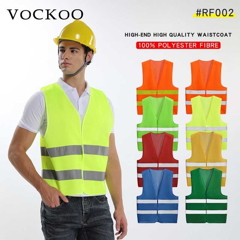 Vockoo#Reflective V-neck safety vest vest custom logo site construction traffic road administration sanitation work clothes