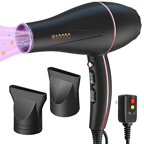 WADODO Ionic Hair Dryer, 2200W Professional Blow Dryer Fast Drying Travel AC Motor Constant Temperature Low Noise Ion Dryers Curly Care Hairdryer Blowdryer for Women Men