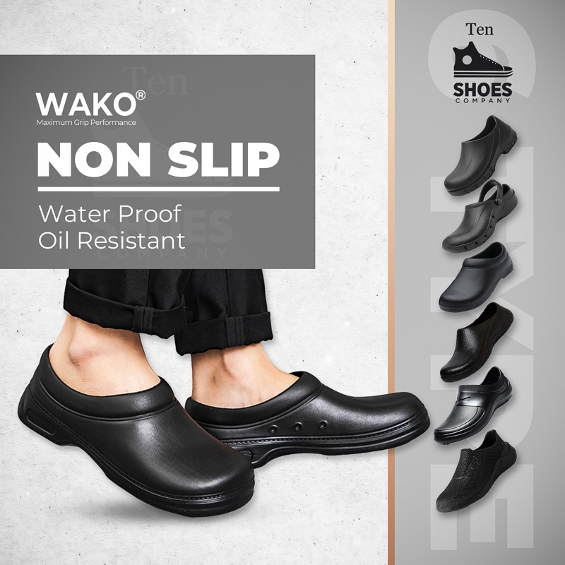 WAKO Safety Non Slip Working Shoes | Oil Water Proof Chef Kasut Size 36-45