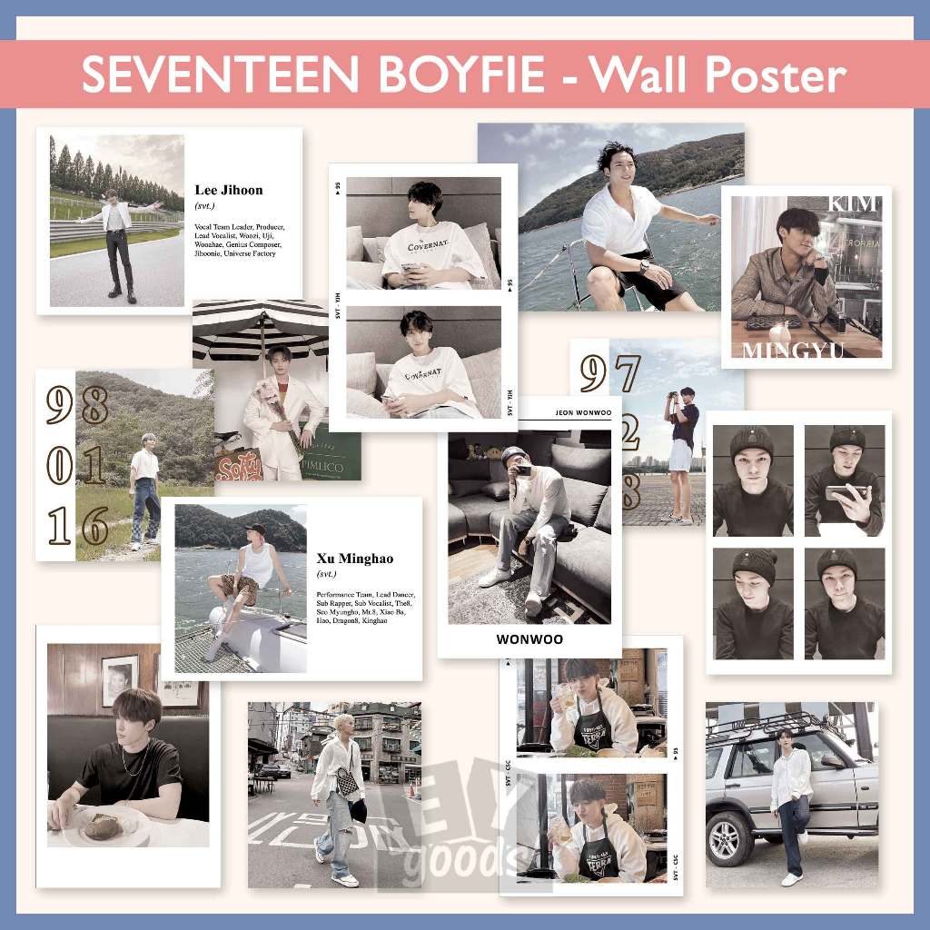 Wall Decor SEVENTEEN Best Selling!!! Boyfriend Material SVT Carat aesthetic Art print postcard poster card wall kpop mingyu wonwoo scoups jeonghan joshua dk hoshi photocard wall poster deco sticker aesthetic merchandise polaroid mood board Room Decoration