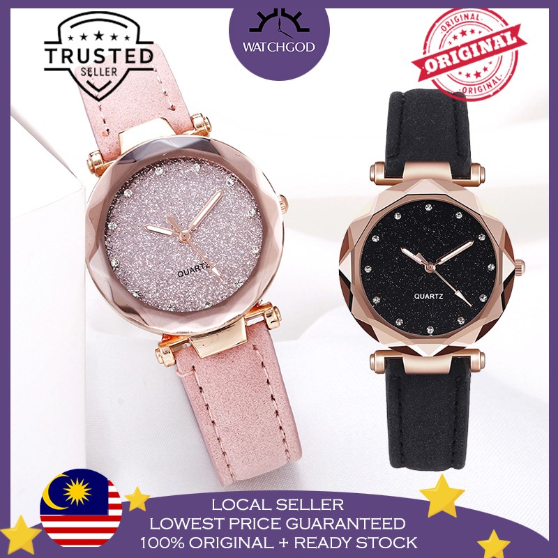 [WATCHGOD PROMO] Korean Starry Sky Fashion Stylish Luxury Leather Women Ladies Watch Jam Tangan Wanita Perempuan