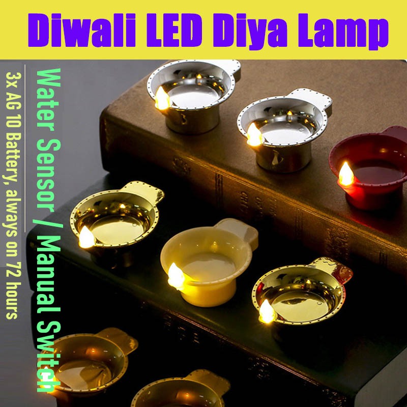 【Water Sensor】2023 Diwali LED Oil Lamp Deepavali Diya Decorative Candle Small Floating Deepavali Decoration Item