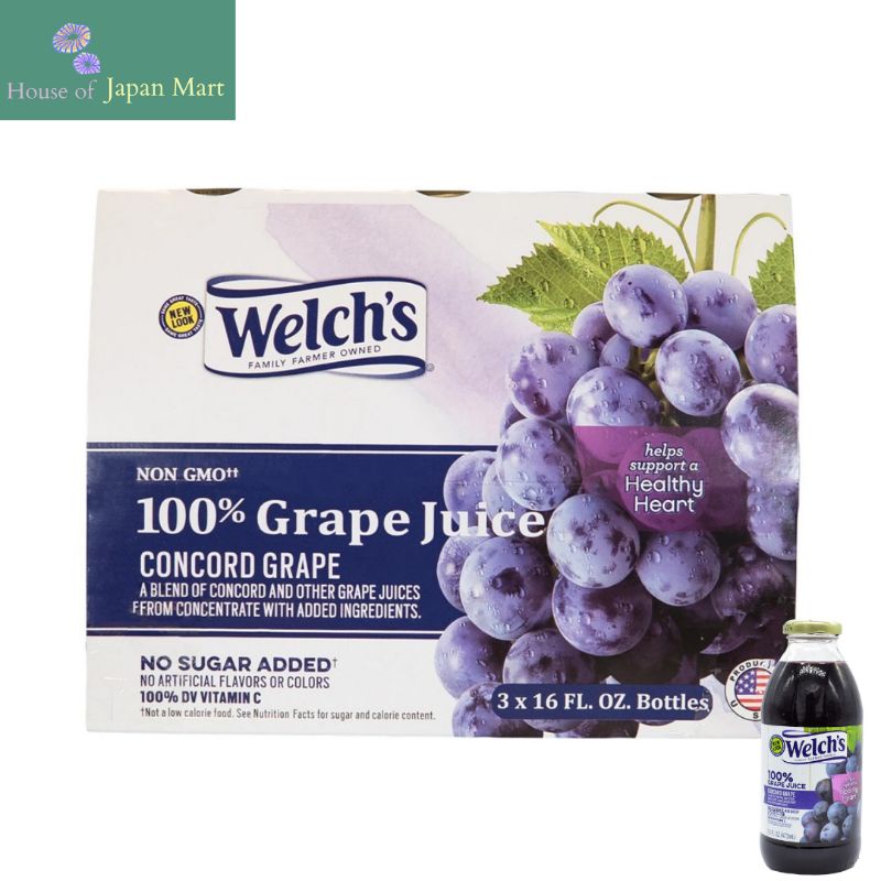 Welch’s 100% Grape Juice is made from Concorde grape 3x16oz glass bottle
