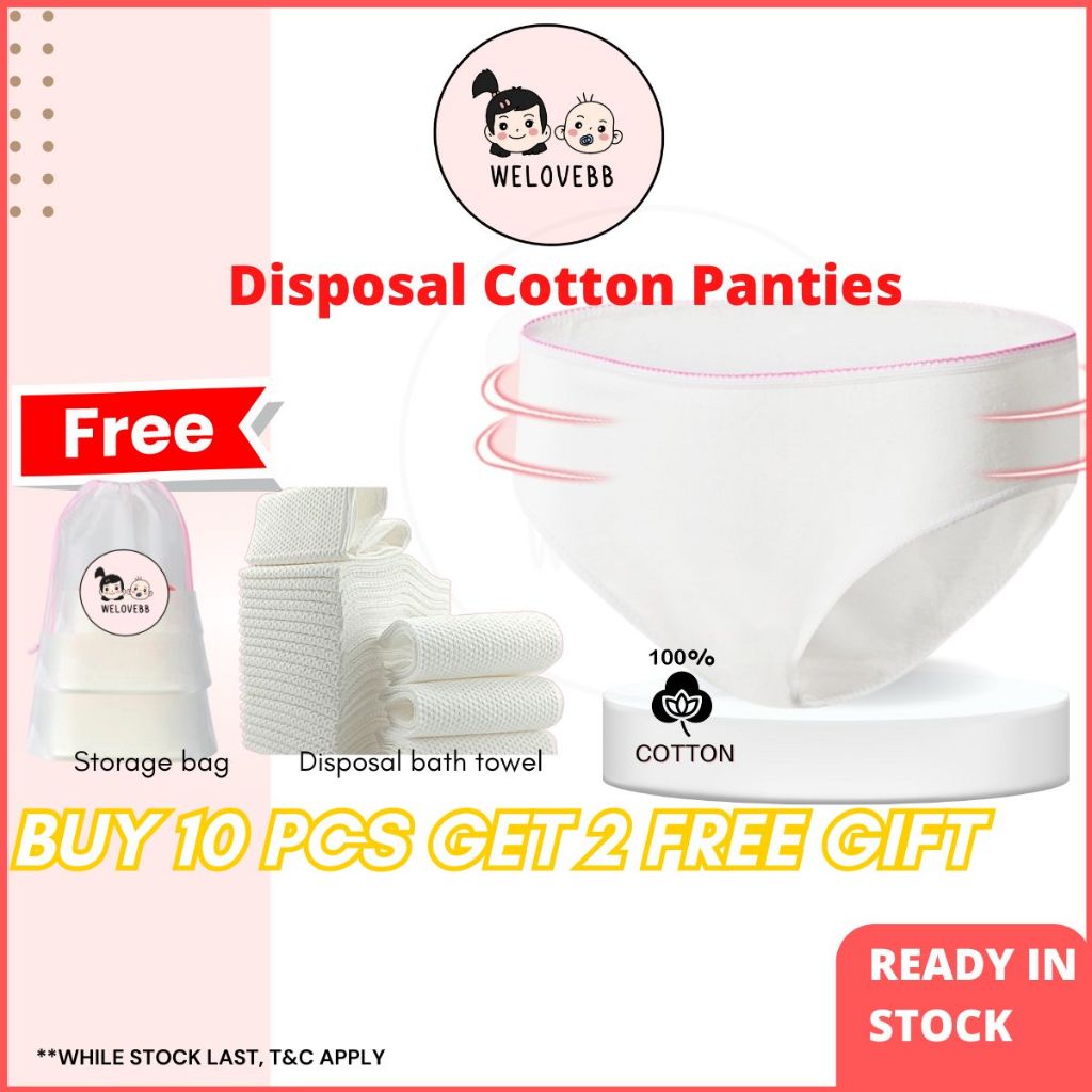 WELOVEBB Soft Smooth Cotton Woman Disposable Panties Maternity Travel Underwear Seluar Dalam Pakai Buang Perempuan