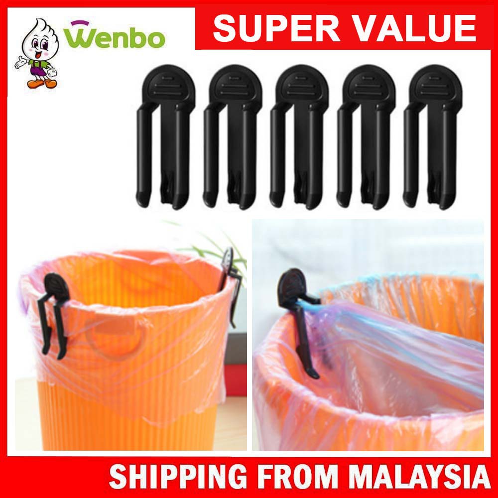 Wenbo Home Practical Garbage Can Waste Bin Trash Can Bag Lock Clip Holder [Per Pair]