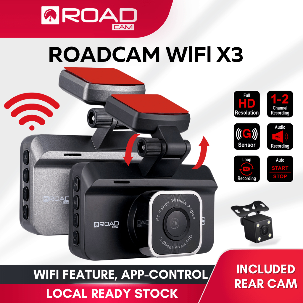 [WIFI VERSION] ROADCAM WIFI X3 Budget Dash Cam Dual Channel Recording 1080P Full HD